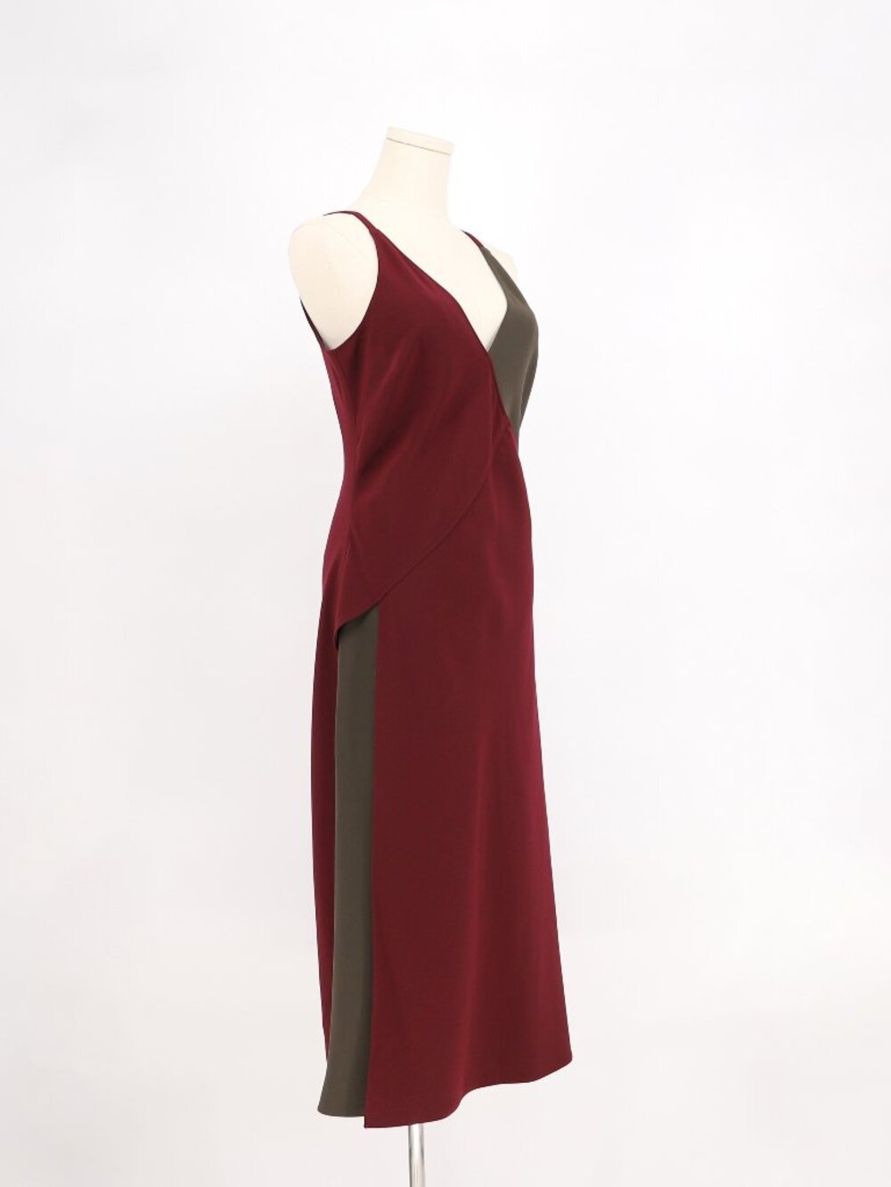 Tome Collective Two-Tone Asymmetrical Crepe Slip Dress Size 4 - Picture 3 of 8
